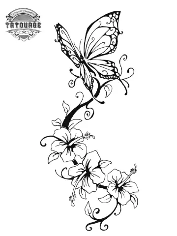 tatouage ephemere papillon sur une fleur Tatouage éphémère Papillon sur une fleur