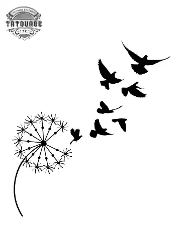 tatouage ephemere pissenlit et oiseau Tatouage éphémère pissenlit et oiseau