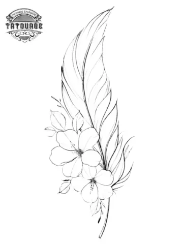 tatouage ephemere plume avec fleur Tatouage éphémère plume avec fleur