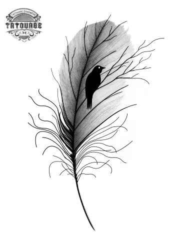 tatouage ephemere plume avec oiseau Tatouage éphémère plume avec oiseau