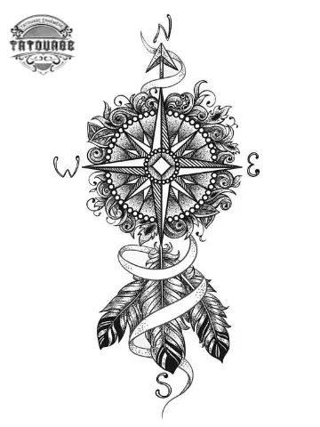 tatouage ephemere plume boussole Tatouage éphémère plume boussole