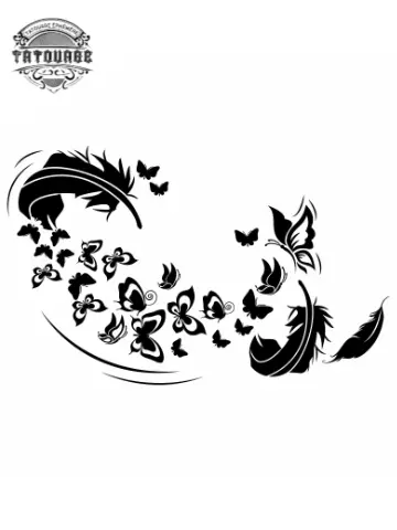 tatouage ephemere plume et papillon Tatouage éphémère plume et papillon