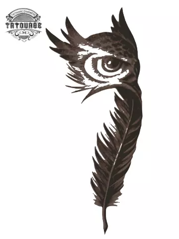 tatouage ephemere plume hibou Tatouage éphémère plume hibou