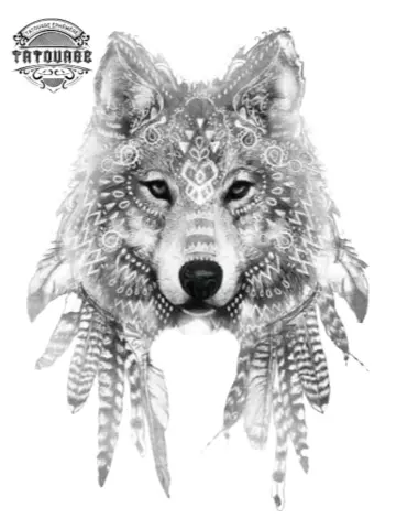 tatouage ephemere plume loup Tatouage éphémère plume loup
