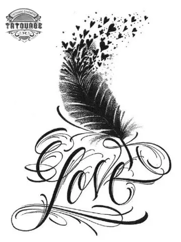 tatouage ephemere plume love Tatouage éphémère plume love