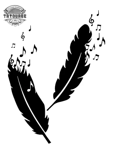 tatouage ephemere plume note de musique Tatouage éphémère plume note de musique