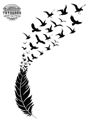 Tatouage éphémère plume oiseau qui s’envole