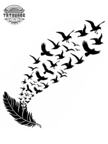 Tatouage éphémère plume oiseau qui s’envolent