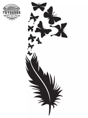tatouage ephemere plume papillon Tatouage éphémère plume papillon