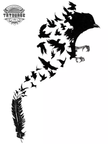 tatouage ephemere plume qui se transforme en oiseau Tatouage éphémère plume qui se transforme en oiseau