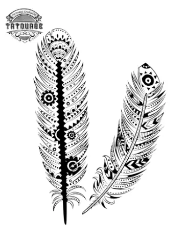 tatouage ephemere plume tahitien Tatouage éphémère plume tahitien