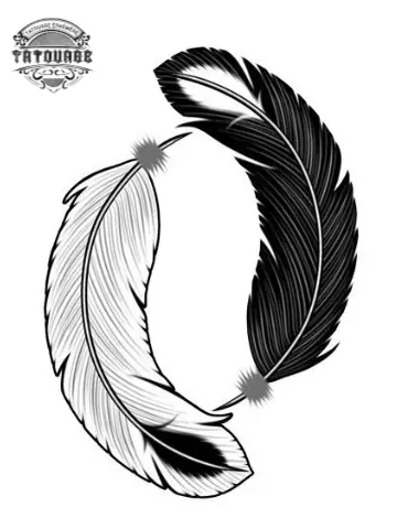 tatouage ephemere plume ying yang Tatouage éphémère plume ying yang