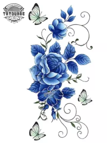 Tatouage éphémère rose bleu