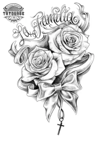 tatouage ephemere rose croix Tatouage éphémère rose croix