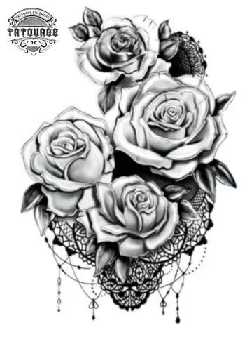 tatouage ephemere rose dentelle Tatouage éphémère rose et dentelle