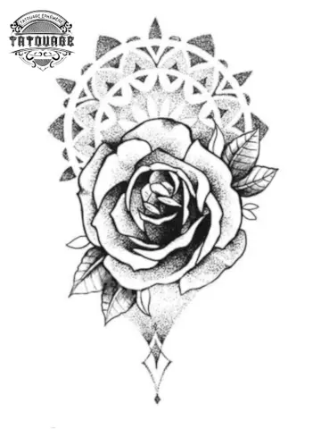 tatouage ephemere rose et mandala Tatouage éphémère rose et mandala