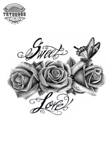 Tatouage éphémère rose et papillon