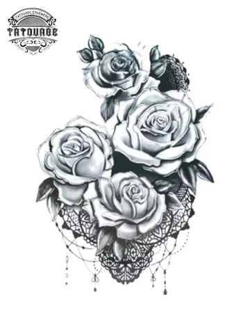 tatouage ephemere rose gothique Tatouage éphémère rose gothique