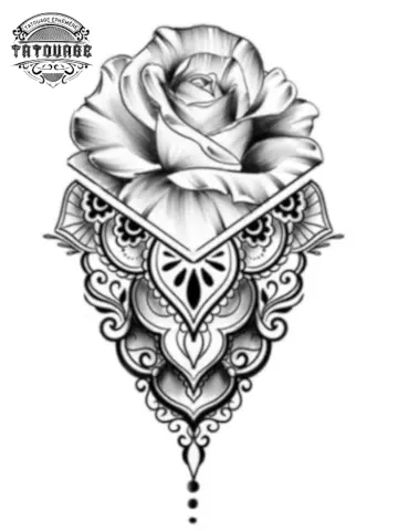 tatouage ephemere rose noir et blanc Tatouage éphémère rose noir et blanc