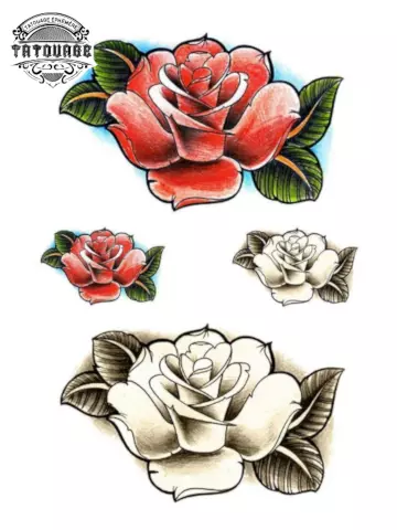 tatouage ephemere rose old school Tatouage éphémère rose old school