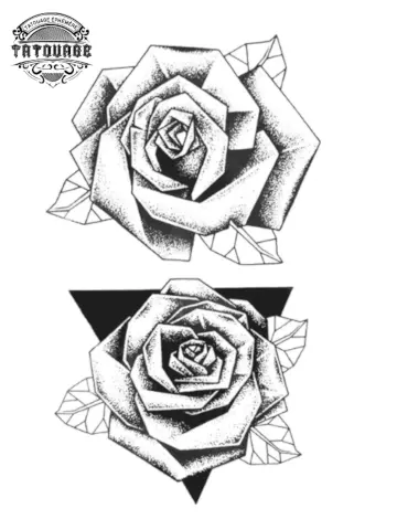 tatouage ephemere rose origami Tatouage éphémère rose origami