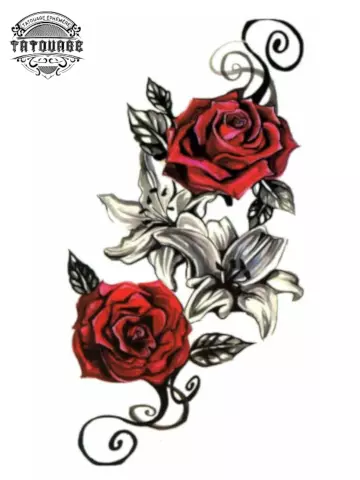 tatouage ephemere rose rouge et noir Tatouage éphémère rose rouge et noir