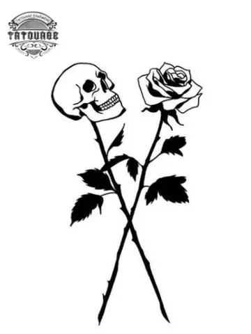 Tatouage éphémère rose tête de mort