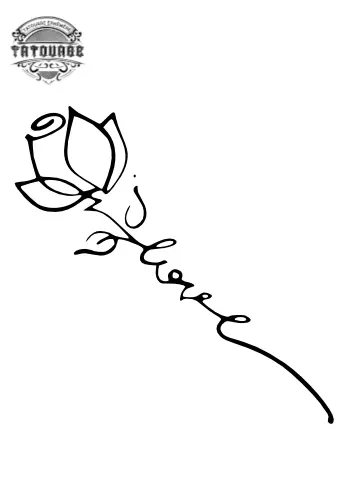 tatouage ephemere rose tige ecriture Tatouage éphémère rose tige écriture