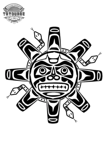 tatouage ephemere soleil azteque Tatouage éphémère soleil aztèque