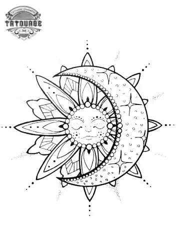 tatouage ephemere soleil fleuri Tatouage éphémère soleil fleuri