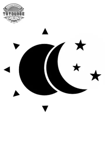 tatouage ephemere soleil lune etoile Tatouage éphémère lune soleil étoile