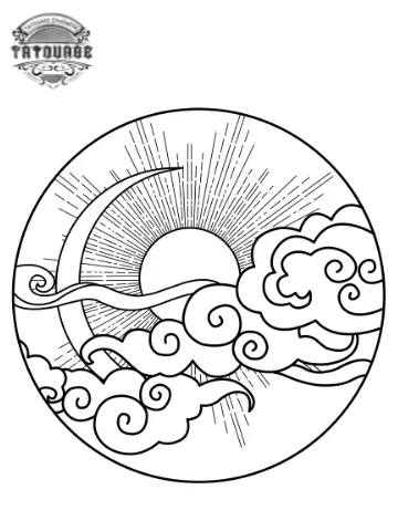 tatouage ephemere soleil lune japonais Tatouage éphémère soleil lune japonais