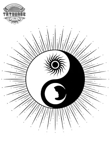 tatouage ephemere soleil lune yin yang Tatouage éphémère soleil lune yin yang