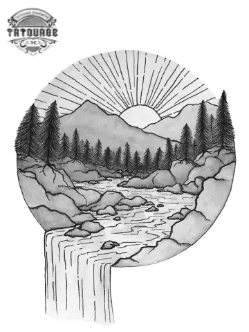 tatouage ephemere soleil montagne Tatouage éphémère soleil montagne