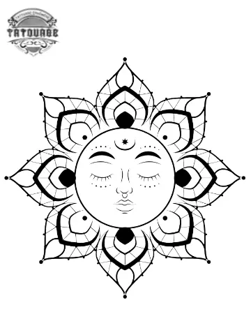 tatouage ephemere soleil oriental Tatouage éphémère soleil oriental