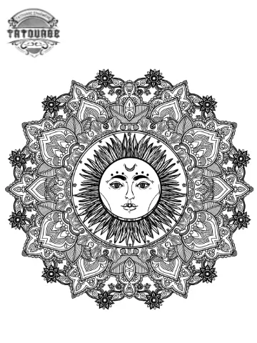 tatouage ephemere soleil visage Tatouage éphémère soleil visage
