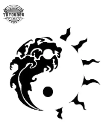 Tatouage éphémère ying yang soleil lune