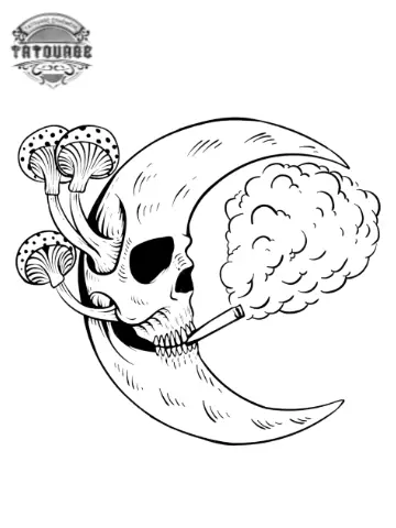 tatouage ephemere tete lune Tatouage éphémère tête lune