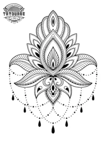 tatouage ephemere unalome fleur de lotus Tatouage éphémère unalome fleur de lotus