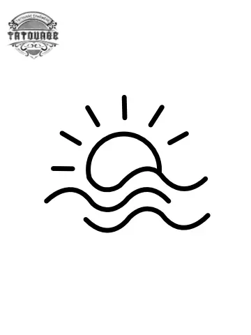 Tatouage éphémère vague soleil