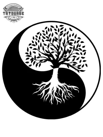 tatouage ephemere yin yang arbre de vie Tatouage éphémère yin yang arbre de vie