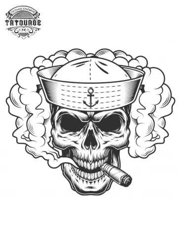 Tatouage ephemere tete de mort marin Tatouage éphémère tête de mort marin