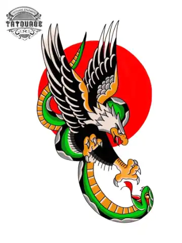 tatouage ephemere aigle avec serpent Tatouage éphémère aigle avec serpent
