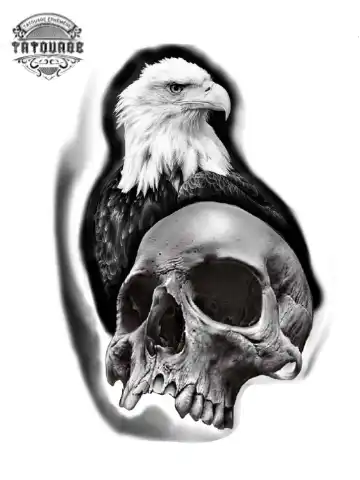 tatouage ephemere aigle avec tete de mort Tatouage éphémère aigle avec tête de mort