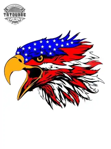 tatouage ephemere aigle drapeau americain Tatouage éphémère aigle drapeau américain