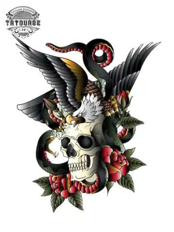 tatouage ephemere aigle et serpent Tatouage éphémère aigle et serpent