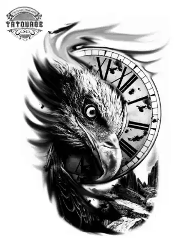 tatouage ephemere aigle horloge Tatouage éphémère aigle horloge