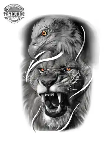 tatouage ephemere aigle lion Tatouage éphémère aigle lion