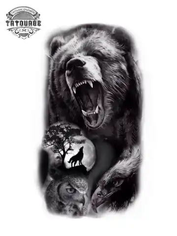 tatouage ephemere aigle loup ours Tatouage éphémère aigle loup ours