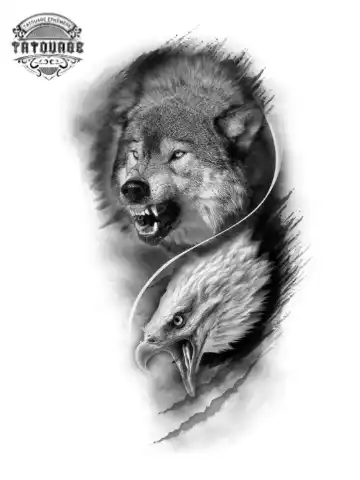 tatouage ephemere aigle loup Tatouage éphémère aigle loup